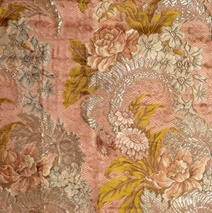 Belle Époque French Silk and Silver Metal Threads  Floral Brocade Yardage