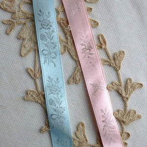 Vintage Satin Ribbon with Woven Motifs