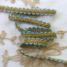 Load image into Gallery viewer, Antique French Blue and Gold Metal Passementerie