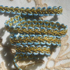 Antique French Blue and Gold Metal Passementerie
