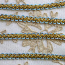 Load image into Gallery viewer, Antique French Blue and Gold Metal Passementerie