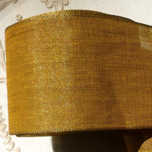 Load image into Gallery viewer, Antique Brass Metal Warp and Marigold Cotton Weft Ribbon