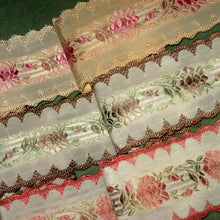 Load image into Gallery viewer, Vintage French Roses &amp; Scalloped Edged Ribbon 2 inch width