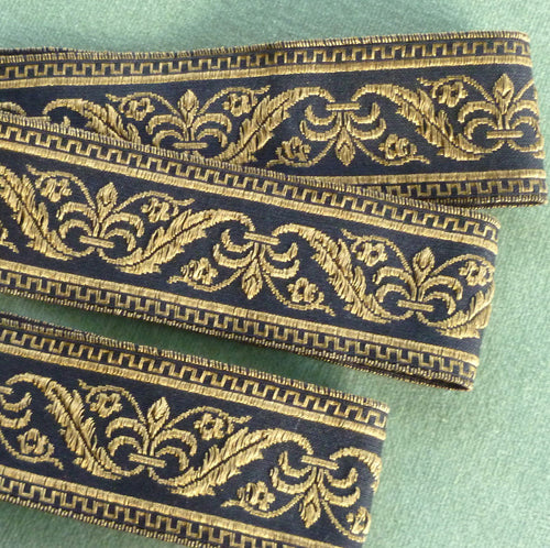 Vintage French Metal Trim/ Black & Gold