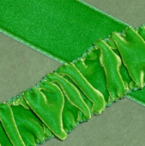 Vintage Emerald Green Velvet Ribbon Taffeta Back Drawstrings Color of the year 2013