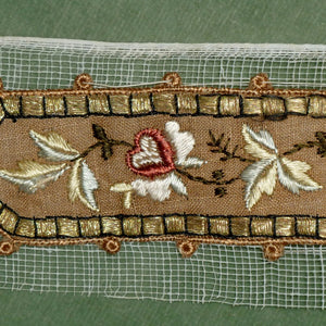 Antique Silk & Gold Metal Thread Embroidered Appliqué