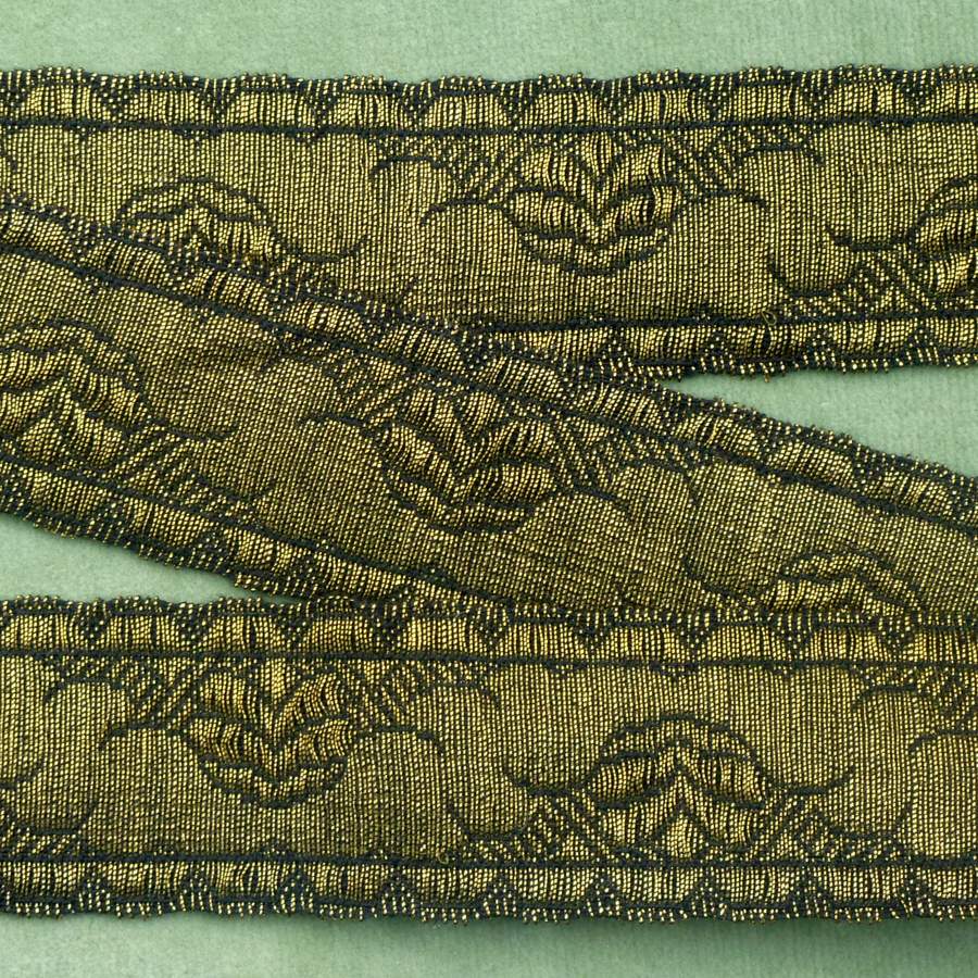 Antique French cotton ribbon Trim Pasamaneria de seda dorada agraman -   España