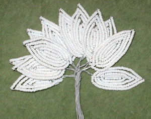 Antique French Glass Beaded Leaves