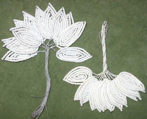 Antique French Glass Beaded Leaves