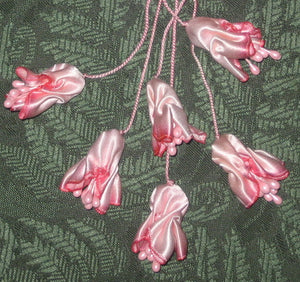 Art dyed silk satin bow and buds