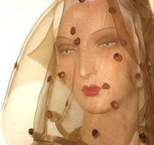 Load image into Gallery viewer, Edwardian Silk &amp; Chenille Dot Antique Veiling