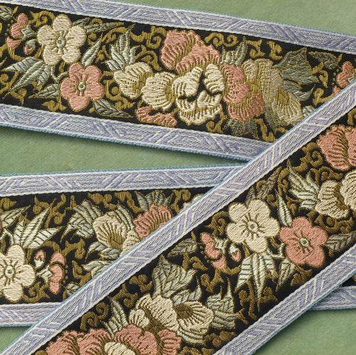 French Brocade Vintage Ribbon with Chinoiserie Design