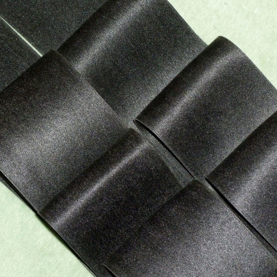 Midnight Black Silk Satin Ribbon