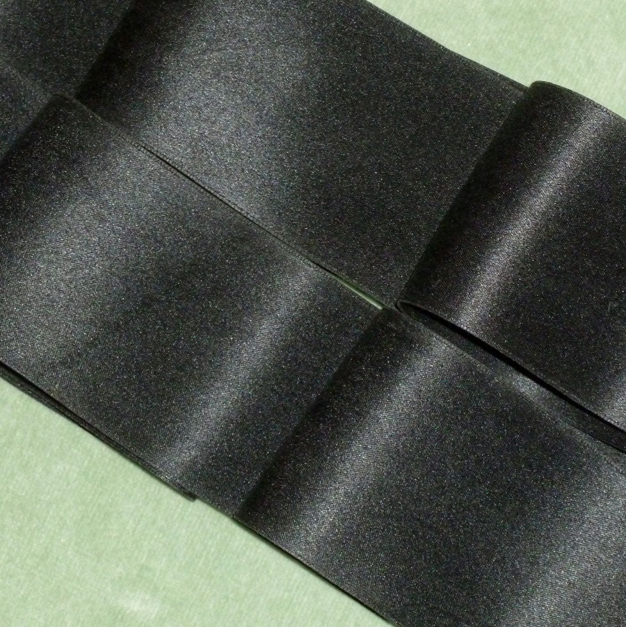 Midnight Black Silk Satin Ribbon