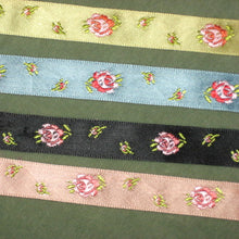 Load image into Gallery viewer, Antique French Satin Rose Motifs Ribbons