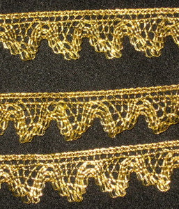 Antique French Gold Metal Lace Scalloped Border