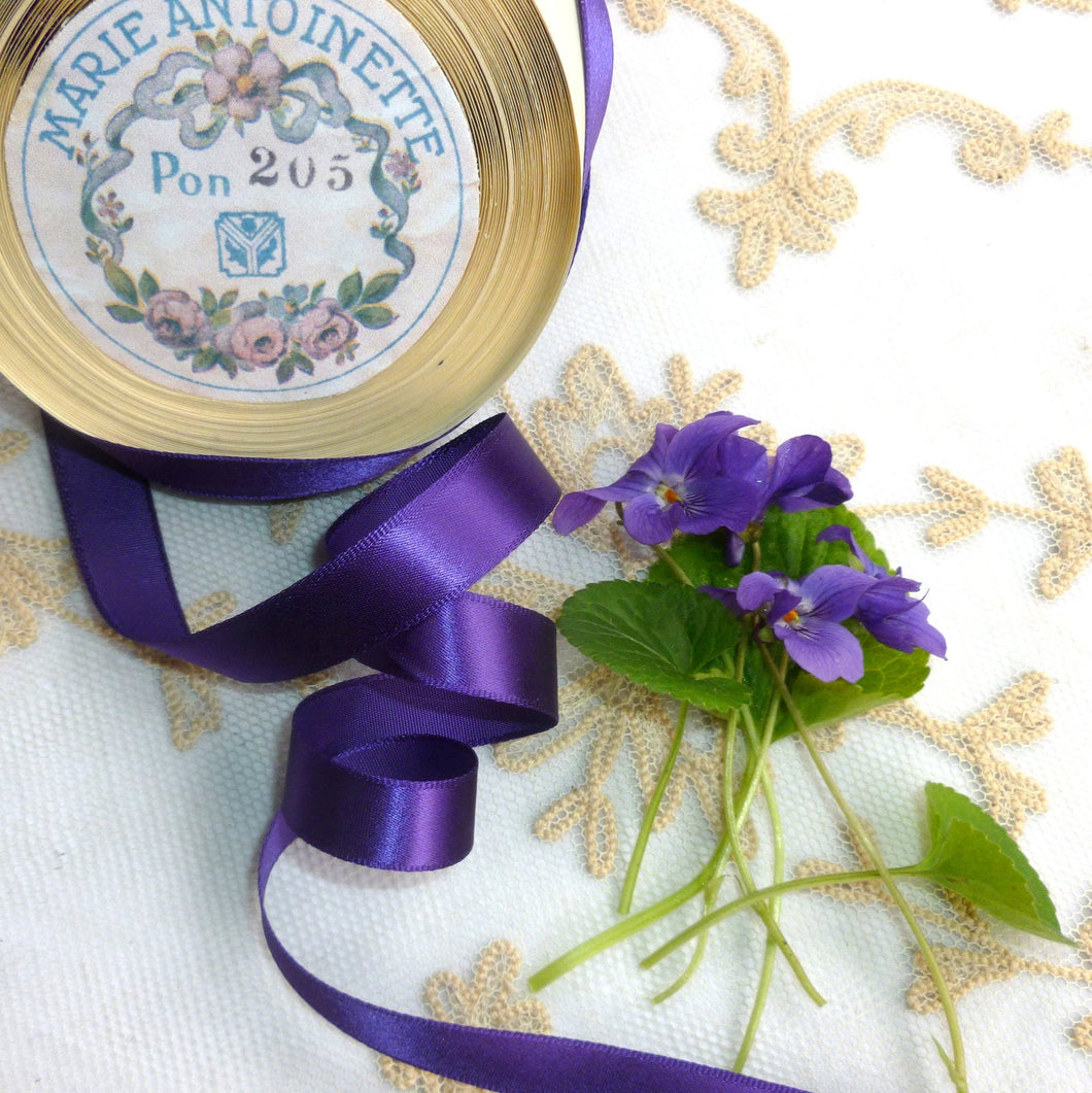 Vintage Ribbon by the Roll - True Violet Single Faced Satin Ribbon